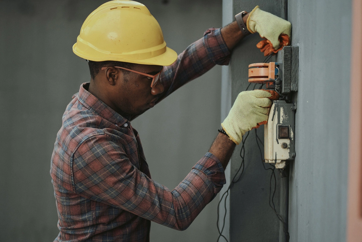 A contractor doing electrical work